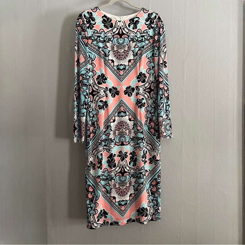Maggy London damask midi sheath dress